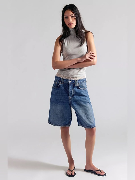 We The Free Pants - We The Free Mid-Blue Denim Jean Shorts